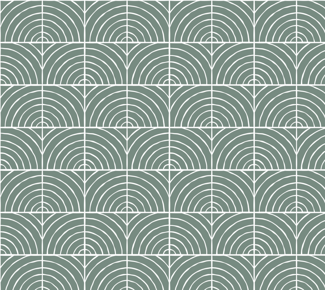 Sage Deco Tile Organic Cotton Fabric