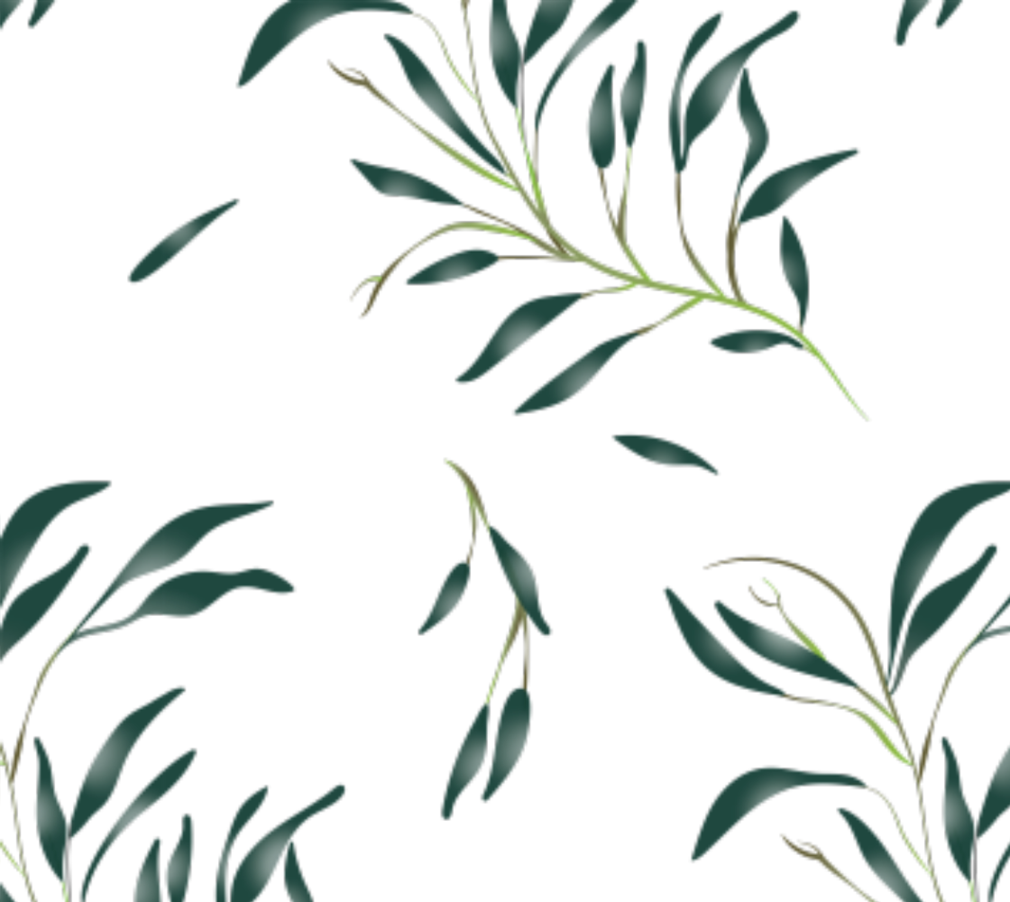Vintage Forest Green Leaf Print On Organic Cotton Fabric