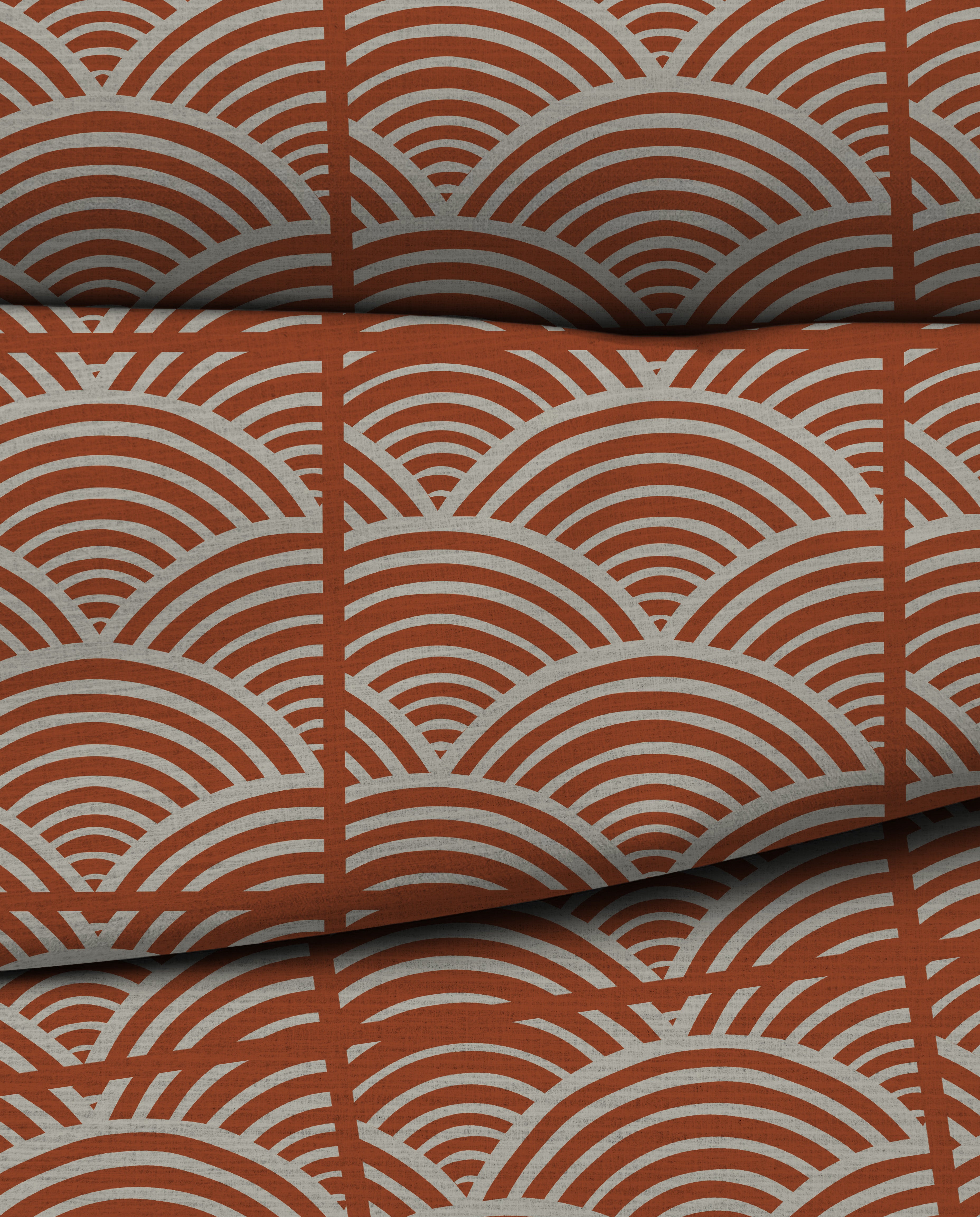 Red Clay Tile Deco Square Organic Cotton Fabric