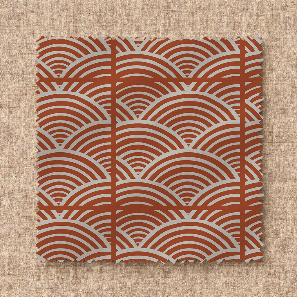 Red Clay Tile Deco Square Organic Cotton Fabric