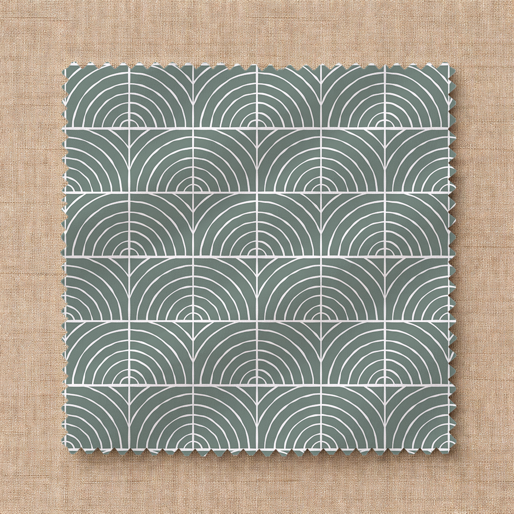 Sage Deco Tile Organic Cotton Fabric