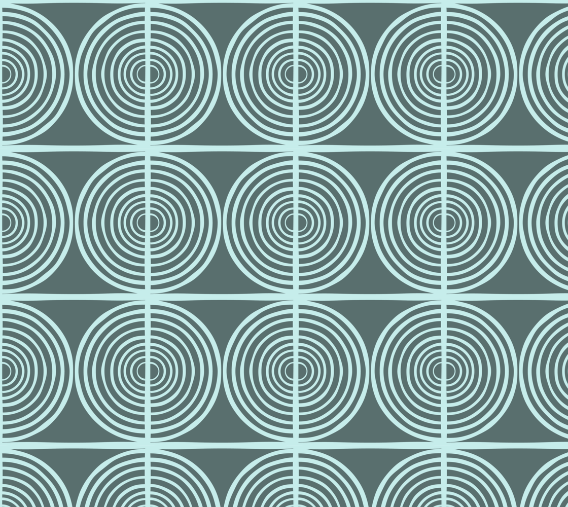 Teal Deco Tile Organic Cotton Fabric
