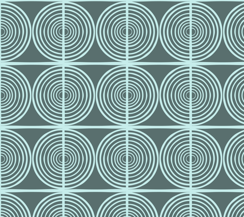 Teal Deco Tile Organic Cotton Fabric